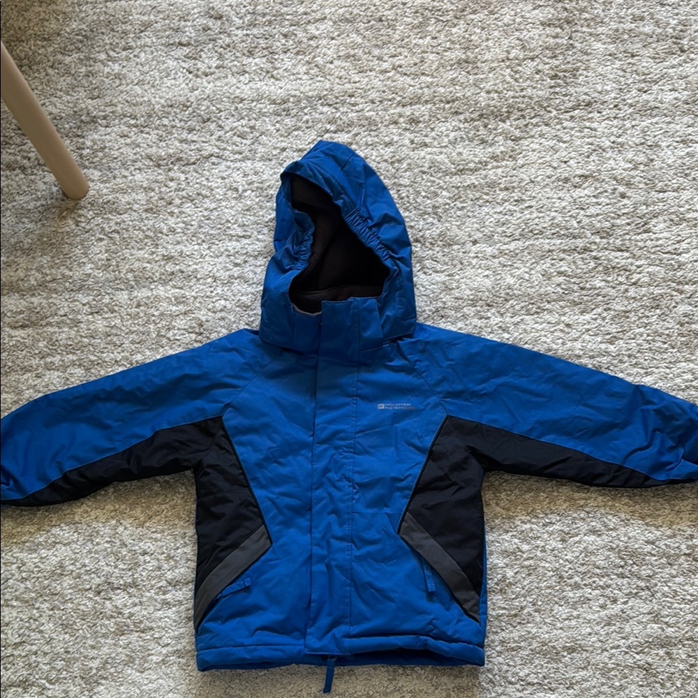 Ski Blue and Black Puffer Jacket with Hood